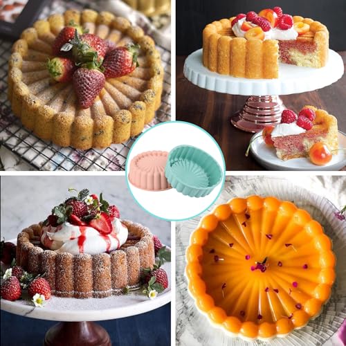 HUAKENER 2 Pcs Charlotte Cake Pan, 8 Inch Round Cake Pan - size: 8 Inch Charlotte