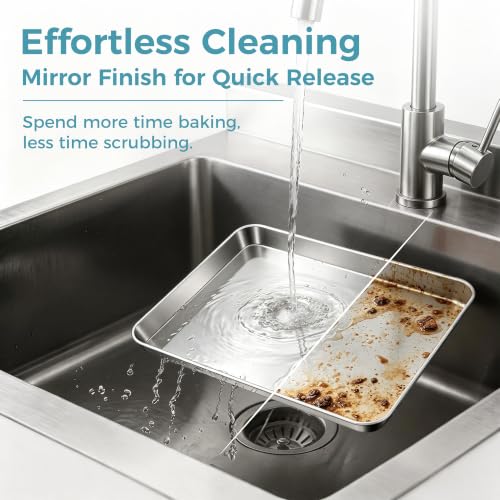 E-far Small Baking Sheet Set of 4, 9.4"x7.3" Stainless Steel Cookie Sheets - size: 9.4"x7.3"