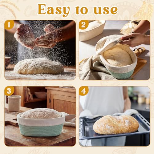 4 Pcs Oval Banneton Proofing Baskets 10 Inch - color: Rich Color, size: 10 Inch