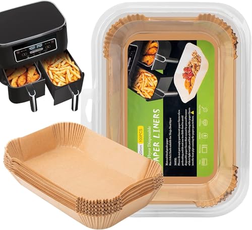 Air Fryer Liners Disposable for Ninja Dual, 8.6 x 5.5in, 100 Pcs - size: 8.6*5.5"Rectangle-100 PCS