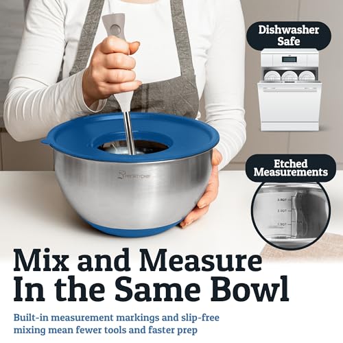 28pc Stainless Steel Mixing Bowls with Lids Set, 1.5-5 Qt, Blue - color: Utensils - Blue