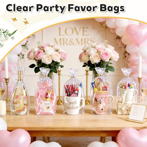 PigPotParty Cellophane Gift Bags 8x14 Inch, 100 Pack, Clear Goodie Bags - color: 8x14 Inch (Pack of 100)