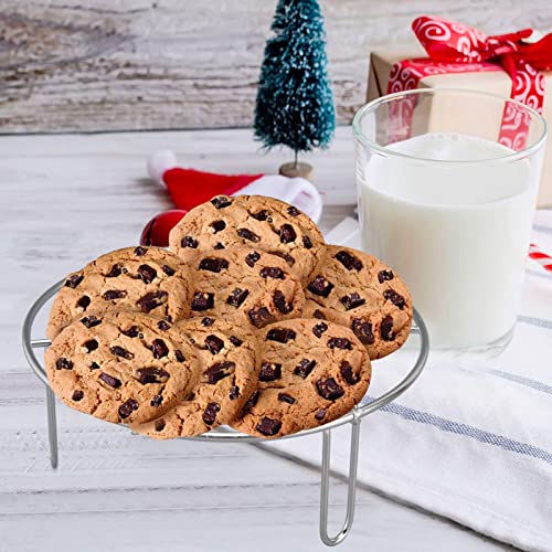 2Pcs Round Cooking Rack, 6 inch Stainless Steel Cooling Steaming Grilling Rack, Wire Baking Roasting Rack for Air Fryer Pressure Cooker Round Cake Pans Stockpot, Oven & Dishwasher Safe
