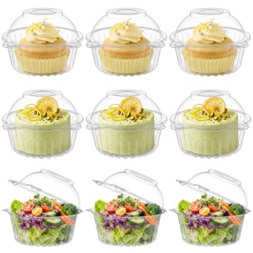 Bekith 150 Pack Individual Cupcake Containers, Plastic Cupcake Holder with Lid, Single Cupcake Boxes, Muffin Container for Party, Stackable