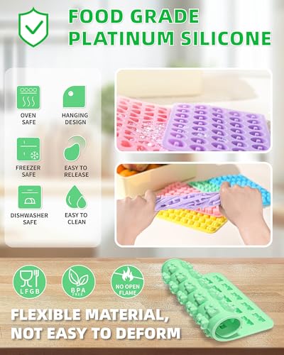 Silicone Gummy Molds Set of 5, Non-stick, with 2 Droppers 1 Clean Brush - size: Mixed Molds 5 Pcs