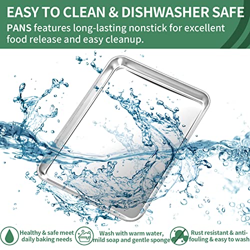 Baking Sheets Set of 2, HKJ Chef Cookie Sheets 2 Pieces & Stainless Steel Baking Pans & Toaster Oven Tray Pans, Rectangle Size 18 x 13 x 1 inch, Non Toxic & Healthy & Easy to Clean - size: 18inch