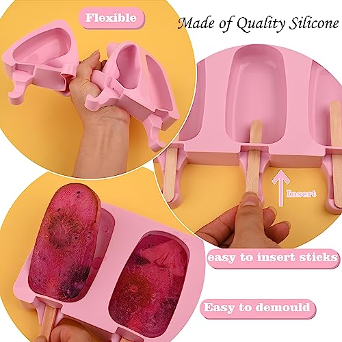 WMKGG Popsicle Silicone Molds Set, 2 PCS Ice Cream Mold(Standard Size/Pink) - color: Pink