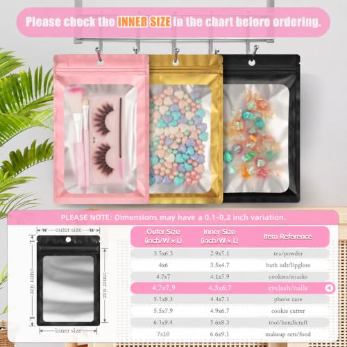 FUNFERY 100 Pack Mylar Resealable Bags, Black Foil Packaging Bags - color: Black, size: 4.7 x 7.9 inch