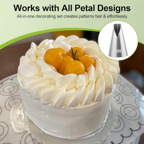 5 Pcs V-Shaped Piping Tips Set with 2 Couplers, Large Cake Decorating Tips - color: 580/686/580S