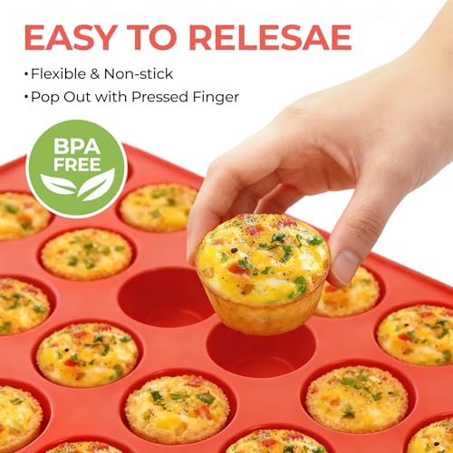 Silicone Muffin Pan Mini 24 Cups, 1 Pack Cupcake Pan, BPA Free - size: 24-Cup Mini