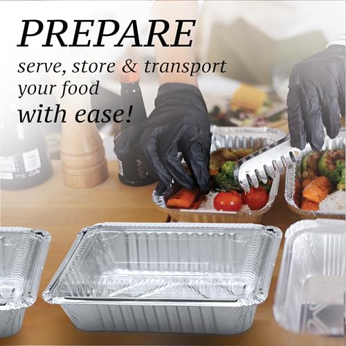 (110 Pack) 2.25LB Aluminum Containers with Lids 8.5"x6" - Disposable Foil Pans for Takeout, Baking, Freezing, Food Storage - Aluminum Pans, To Go Containers with Plastic Lids - size: 2.25 LB - 110 Pack