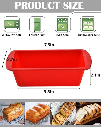Silicone Bread Loaf Pan, Non-Stick Bread Pans for Baking,Flexible Silicone Baking Molds for Bread, Cake, Meatloaf (4PCS-Red) - color: 4PCS-Red