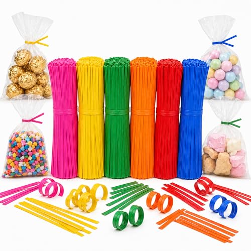 Quotidian Multicolor Wired Kraft Paper Twist Ties 4 in, 1200 Count