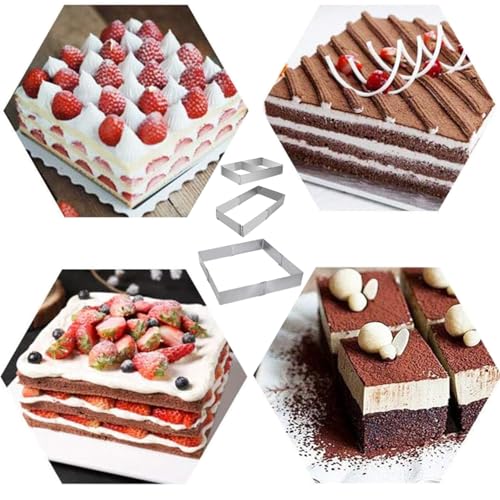 Cake Ring,Cake Mold,Adjustable Rectangle Mousse Cake Ring Mold from 5.9" to 11",Square Shaped Mousse Cake Cutter Baking Mold Pastry Baking Tool for Birthday Cake, Party Dessert, Handmade Snack - size: 5cm