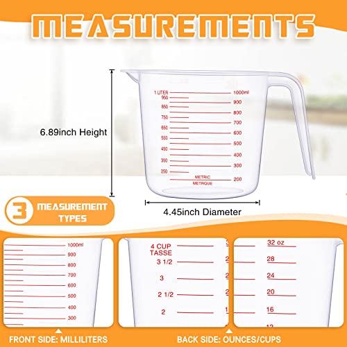 12 Pcs 4 Cup/32 oz Plastic Measuring Cups with Handle
