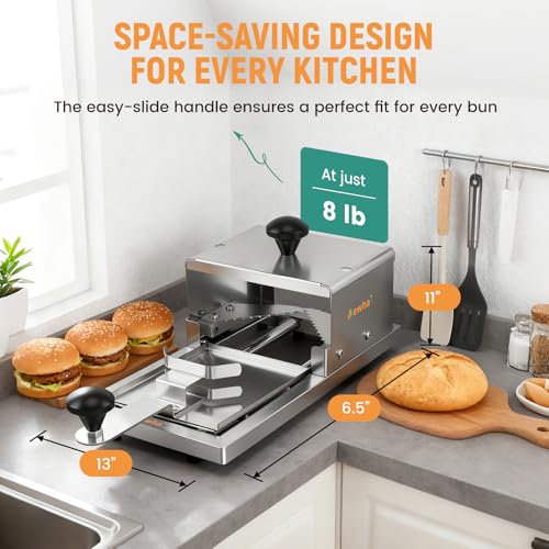 Newhai Commercial Bagel Slicer, Stainless Steel, for Even Bagels & Buns