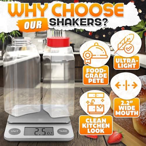 Reluen Large Seasoning Shaker 2 Pack, 32 Oz Red Lid Seasoning Containers - color: Red