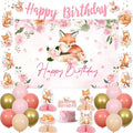 Pink Floral Fox Birthday Party Decorations Kit