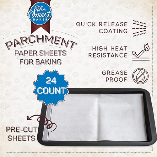 Pre-Cut Perfect Parchment Paper 9 x 13 inches, Small. Greaseproof Nonstick 24 pieces Pre-Cut Baking Sheets - size: Small