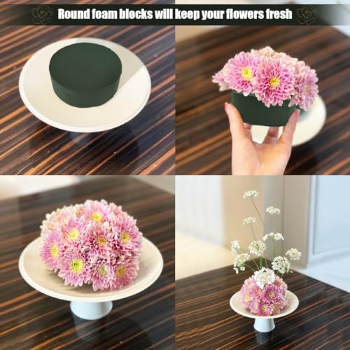 6 Pcs Round Floral Foam 3.2x1.6in Florist Foam for Flower Arrangements - size: 6Pcs-(3.2" x 1.6")