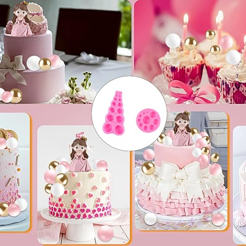 2 Pcs 3D Pearl Fondant Mold, Semi Sphere Chocolate Silicone Molds, Round Lollipop Mold, Dome Mousse Accessories Bakeware Tool