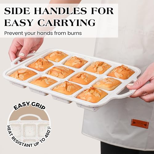 Mini Brownie Pan with Dividers, 12 Cup Square, Cream - color: Square, size: 2.5 inch