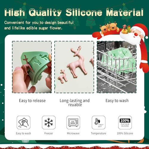 Christmas House Silicone Molds, Elk Cake Decorations Mold Set of 3 - color: 3 Pieces