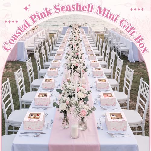 50 Pack Pink Seashell Cookie Boxes with Window - color: Pink, size: Seashell