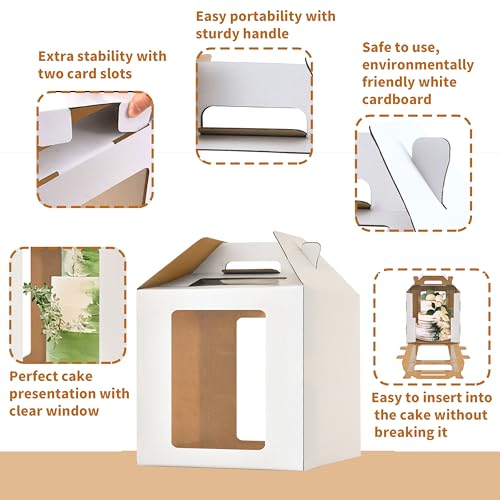 14x14x14 Inch Tall Cake Boxes for Tier Cakes,Large Tiered Cake Box,2Pack - color: white-14x14x14in-2p