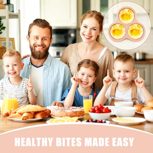 2 Pack 4 Inch Air Fryer Silicone Egg Molds Food Grade Non-Stick Heat Resistant Reusable Jumbo Round Muffin Pans for Egg Bites Breakfast Sandwiches Hamburger Buns Tart Pancake Baking - color: 3 Cup Egg Bite