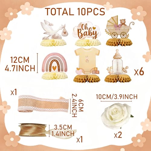 Boho Diaper Cake Kit for Baby Shower Honeycomb Table Centerpieces