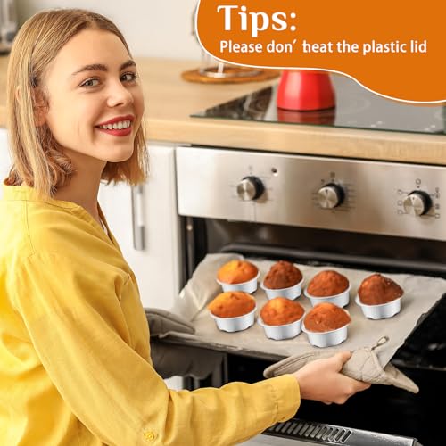 Eaasty 150 Pcs 1.6 oz Mini Aluminum Foil Baking Cups with Lids, Silver - color: Silver