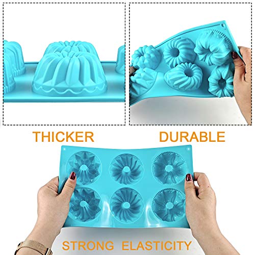 Mity rain 3pcs Mini Cake Pan for Baking, Silicone Fluted Tube Cake Pans