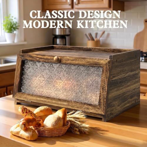 LOHASOK Bread Box for Kitchen Countertop,Charred Crabapple - color: Carbonized Crabapple, size: 1‑tier