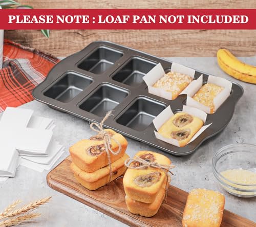 Webake 300pcs Unbleached Parchment Paper Mini Loaf Pan Liners Compatible with Wilton Mini Loaf Pan, Original Precut, Non Toxic Baking Papers for Banana Breads - color: White 3x2