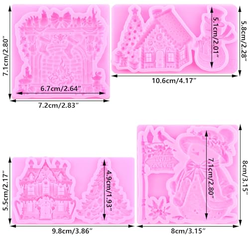 Mujiang Christmas Silicone Molds Xmas Tree Snowman Fondant Mold Set of 4 - color: Style A