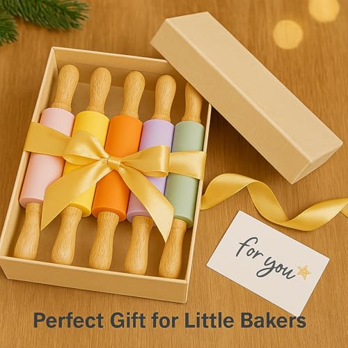 10-Pack 9" Kids Silicone Rolling Pins for Baking & Play