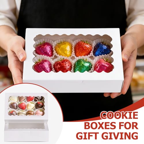 Cookie Boxes with Window, Pack of 20, 9x6x2.5 Inches - size: 9x6x2.5 inches