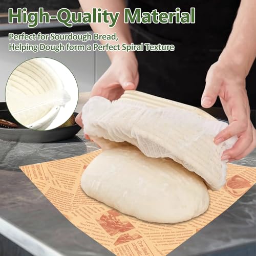 200 Pack Banneton Bread Proofing Basket Liner,21" Bread Bowls Liner Non-Stick Dough,BPA-Free Non Woven Sourdough Bread Basket Liners,Elastic Banneton Liners for Prevents Dough from Sticking to Basket