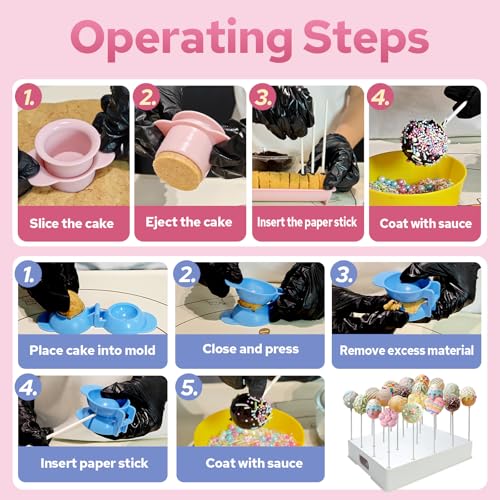 8 Pcs Cake Pop Mold Set with 8.2-inch Tray &100 Sticks Bags Ties - color: Multi-Shape&Sticks Kit