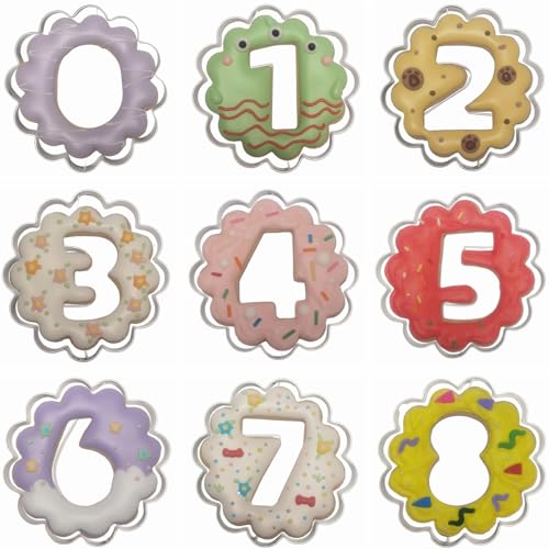 Comais Linzer Number Cookie Cutters Stainless Steel 9Pcs 3.5in Scalloped - size: 3.5-Inch Scalloped Edge