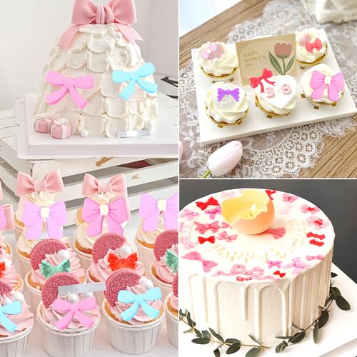 5 Packs Bows Silicone Mold Bow Chocolate Mold Bows Silicone Fondant Molds for Cake Decoration - style: Bow