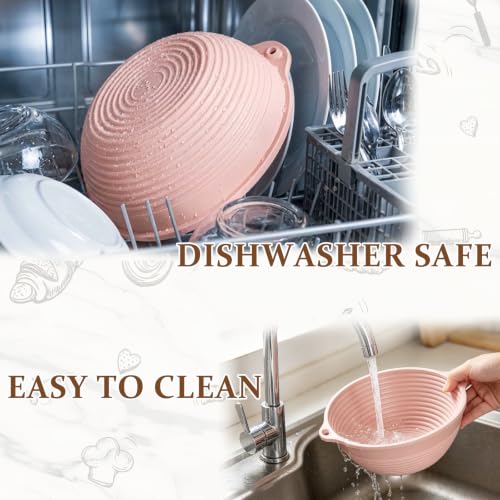 4Pcs 9" Silicone Banneton Bread Proofing Baskets with Dual Handles - color: Pink,Beige,Blue,Green - 9'' Round