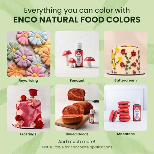 ENCO Natural Food Coloring Gel 1.41 oz (40 g) – No Artificial Dyes, Vibrant Colors for Icing, Buttercream & Fondant (Brown) - color: Brown