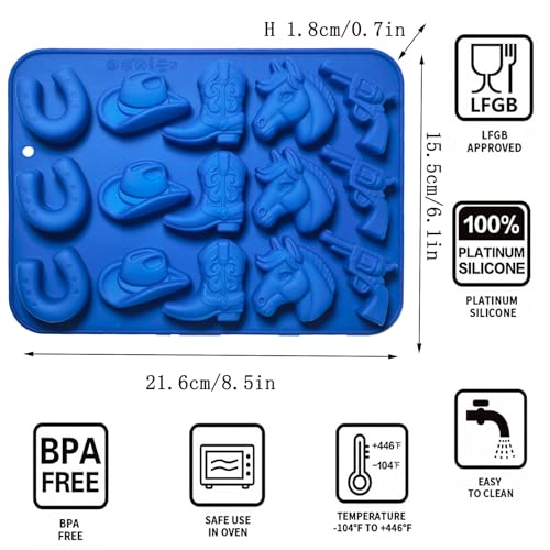 Cowboy Chocolate Candy Molds - 2Pcs Silicone Western Themed Party Baking Mold with Cowboy Hat Boot, Horse Saddle Shape for Cupcake Cakesicle Decorations Jello Ice Cube Candle - color: Cowboy Chocolate Molds