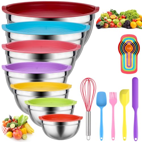 Leidawn Mixing Bowls with Lids Set, 25 PCS Colorful Mixing Bowl for Kitchen - color: Multicolor