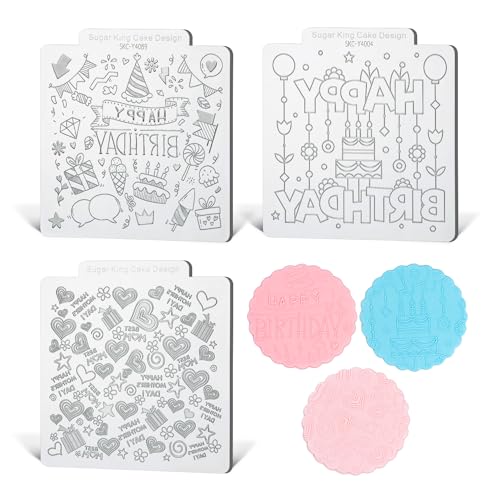 KALAIEN Cookie Stamps,Fondant Impression Mat Set of 3 Style 5 - color: Style 5