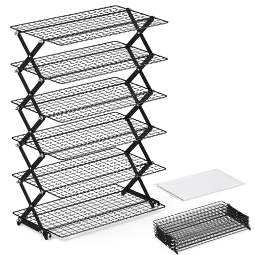 6-Tier Collapsible Cooling Rack for Baking, 4 Height Settings