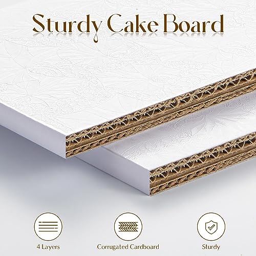 Dandat 36 Pcs Square Cake Boards, 1/2 Inch Thick Foil Covered Base, Sturdy Fully Wrapped Edges Square Cake Drum for Christmas Holidays Wedding Party(12 Inch,White)