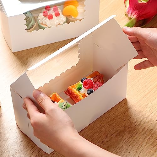 Ireer 40 Pcs 40 Pcs 8 x 4 x 4 Inch Bakery Boxes with Window, White